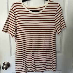 Striped Women's Top - Rust and White